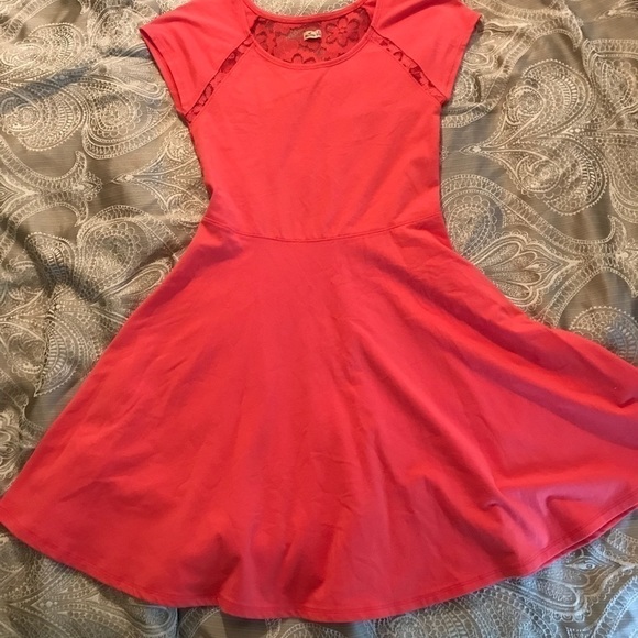 Hollister Coral Fit n Flare Dress Medium - Picture 2 of 6